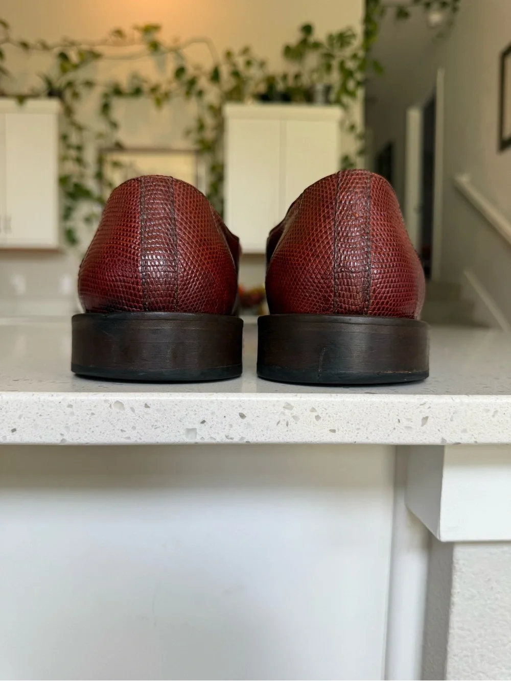 David Eden Genuine Croc Burgundy Leather Derby Shoes